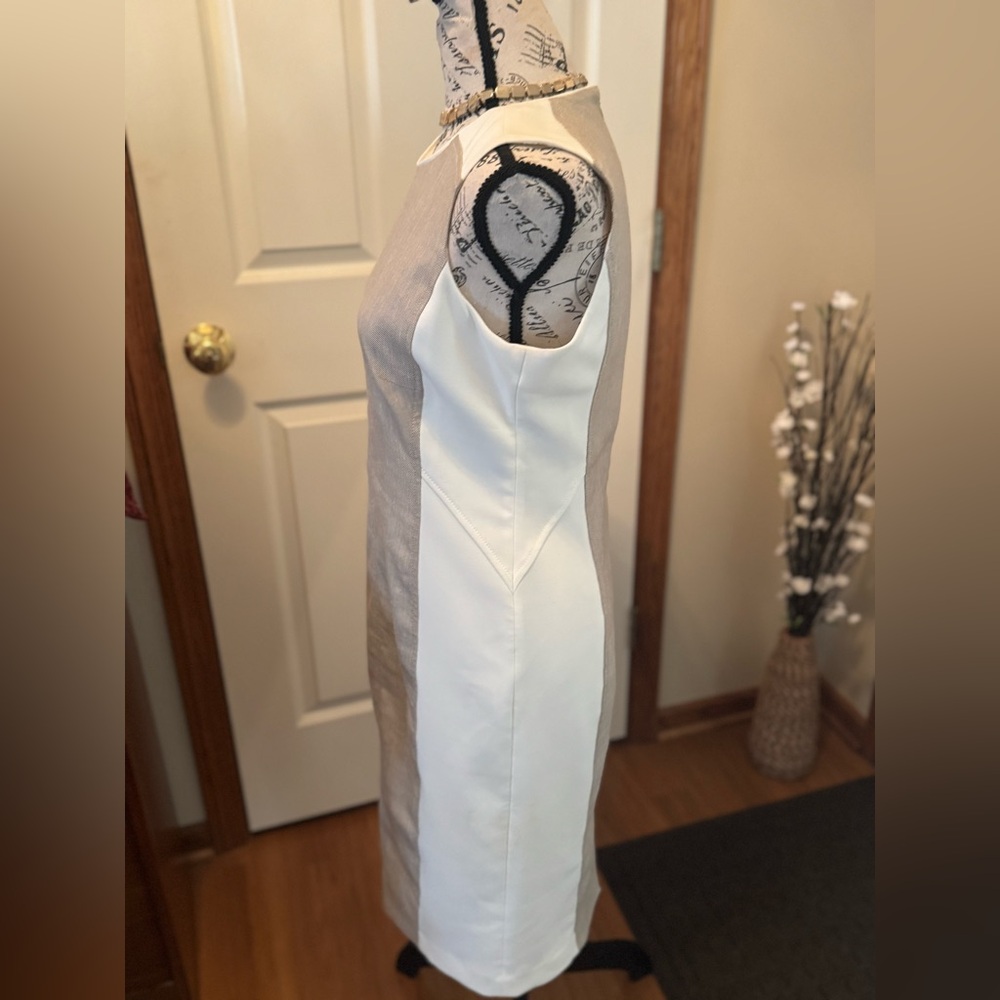WHBM Tan and White Dress size 4 - Picture 4 of 13